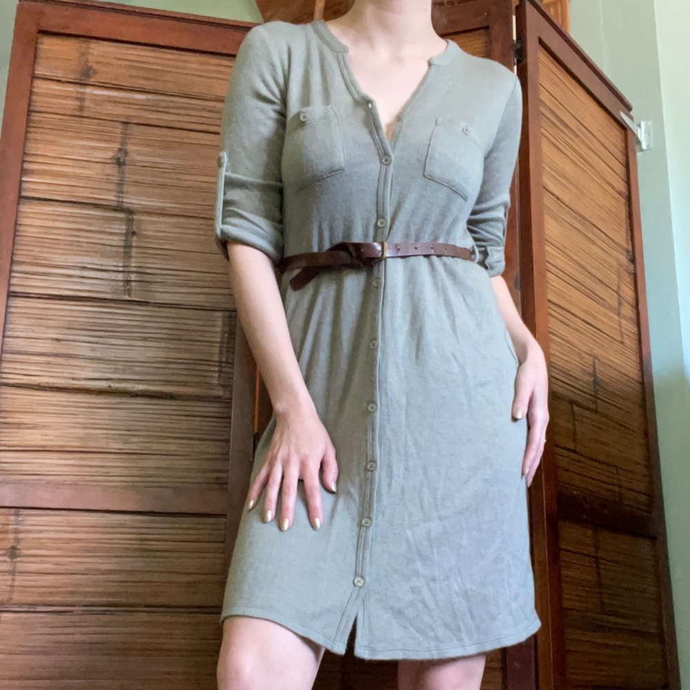 ModCloth Heather Green Button Dress